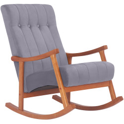 Poltrona a dondolo in velluto Saltillo noce/grigio